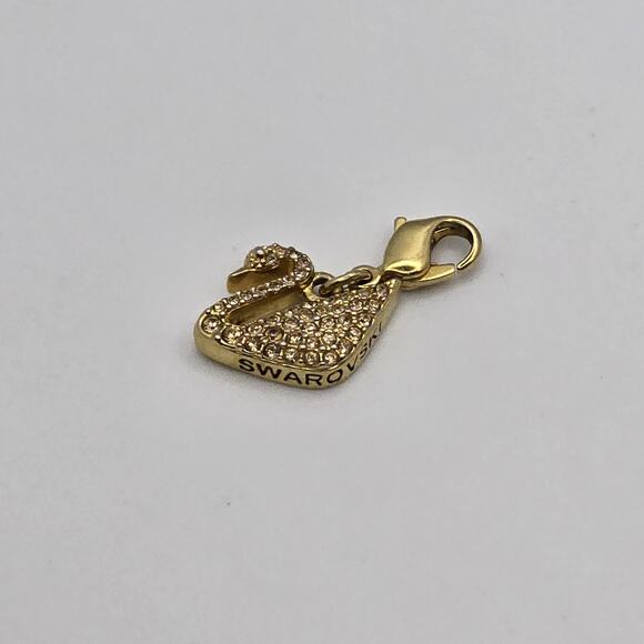 Swarovski Bracelet Gold Clip Charm Pendant Dorinda Swan Shape Pave Crystals - Picture 2 of 10